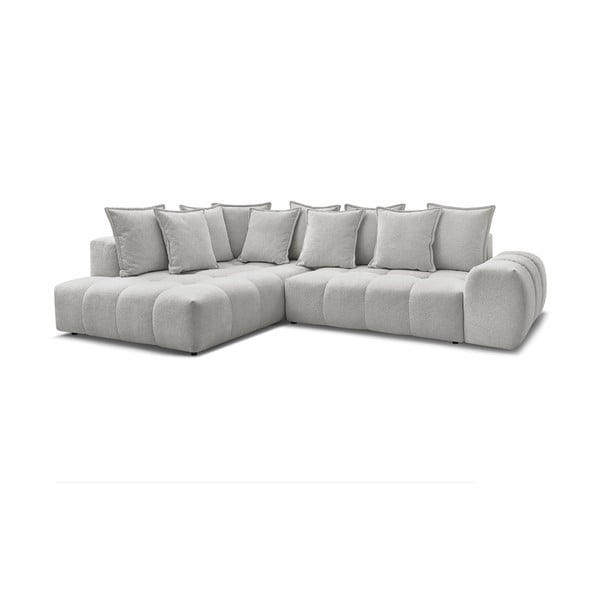 Svijetlo siva sklopiva/s prostorom za odlaganje kutna garnitura od šenila (s lijevim kutom/u obliku slova L) Everest – Bobochic Paris-image-3