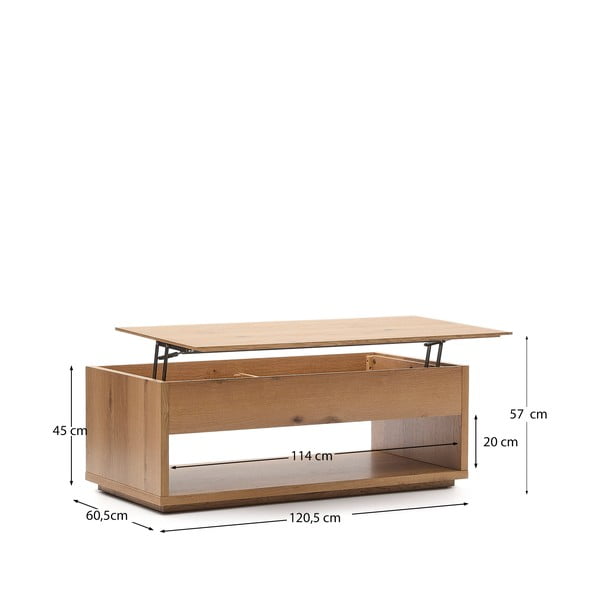 Stolić za kavu u dekoru hrasta u prirodnoj boji 60x120 cm Alguema – Kave Home-image-4