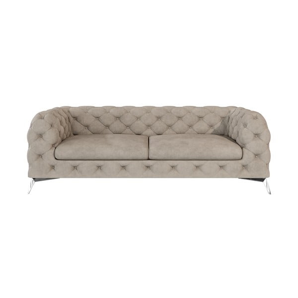 Sivo-bež baršunasti sofa 225 cm Chelsea – Ropez