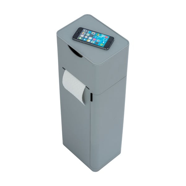 Sivi plastičan držač za WC papir sa četkom Imon – Wenko-image-4