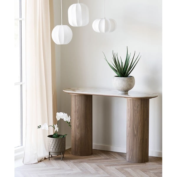 Bež/u prirodnoj boji pomoćni stol s pločom stola u mramornom dekoru 40x120 cm Athens – House Nordic-image-1