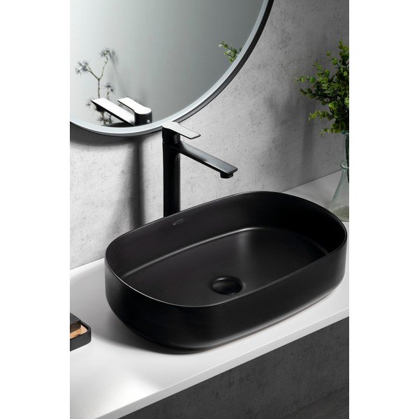 Mat crna stojeća slavina za umivaonik Pax – Sapho-image-1