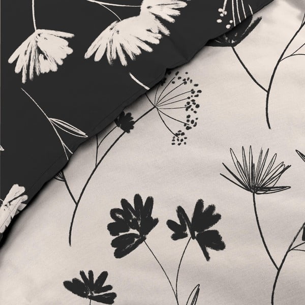 Crna/bež posteljina za bračni krevet/za produženi krevet od pamučnog perkala 240x220 cm Iris – douceur d'intérieur-image-3