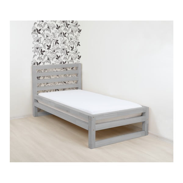 Sivi drveni krevet za jednu osobu Benlemi DeLuxe, 190 x 80 cm