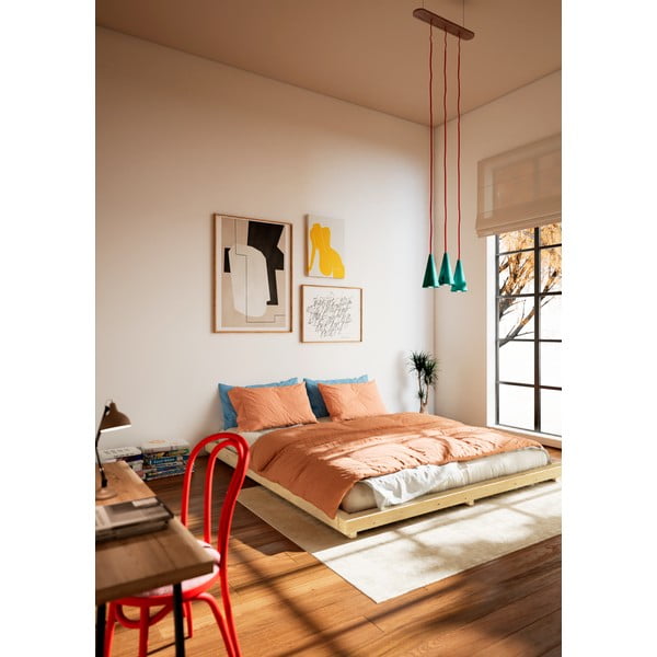 Bračni krevet od masivnog bora s podnicom 140x200 cm u prirodnoj boji Dock – Karup Design-image-1