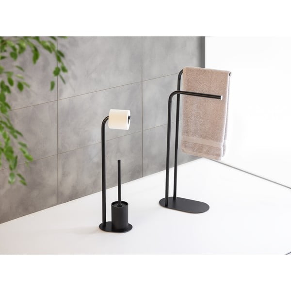 Crni željezan držač za WC papir sa četkom Levante – Wenko-image-4
