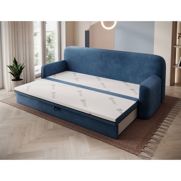 Plava sklopiva/s prostorom za odlaganje sofa od samta 236 cm Elioss – ELTAP-image-2