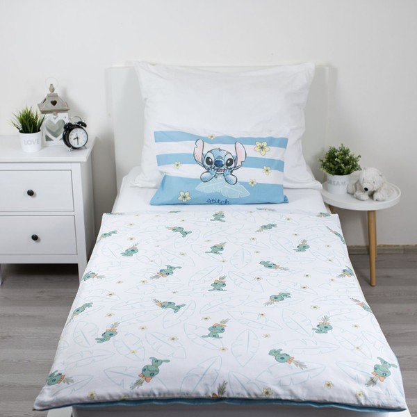 Svijetlo plava pamučna dječja posteljina za dječji krevetić 100x135 cm Lilo & Stitch "Tropical Hugs" – Jerry Fabrics-image-3