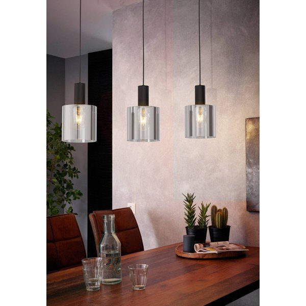 Crna viseća svjetiljka sa staklenim sjenilom GOROSIBA – EGLO-image-1