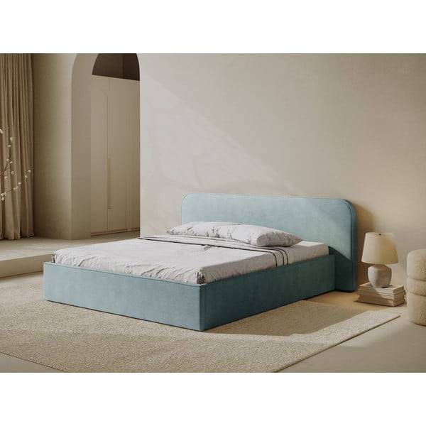 Mentol zeleni tapecirani bračni krevet s prostorom za odlaganje s podnicom 140x200 cm Elizabeth – Micadoni -image-1