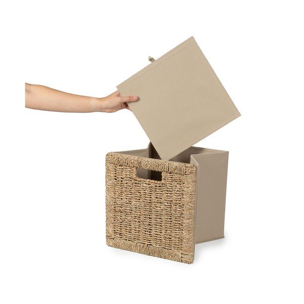 Kutija za pohranu od morske trave u prirodnoj boji 30x30x30 cm – Compactor-image-3