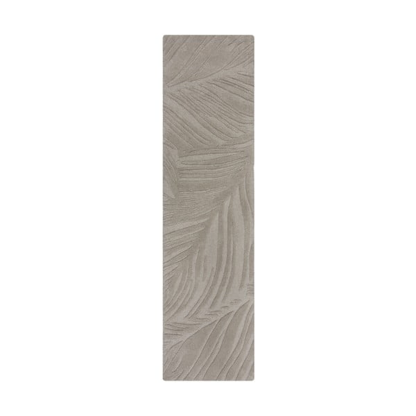Svijetlo siva vunena staza 60x230 cm Lino Leaf - Flair Rugs
