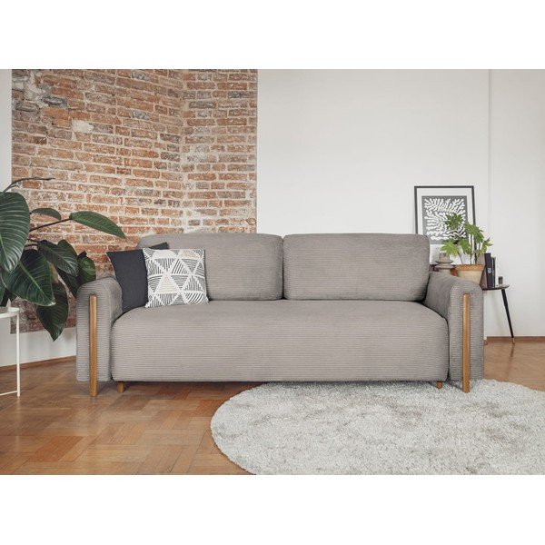 Svjetlo smeđa sklopiva/s prostorom za odlaganje sofa od samta 244 cm Arcadova – ELTAP-image-1