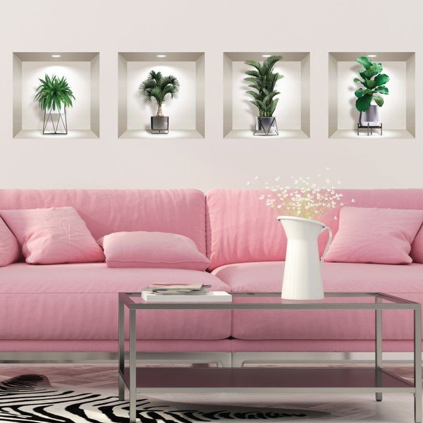 Set od 4 zidne 3D samoljepljive naljepnice Ambiance Indoor Plants-image-2