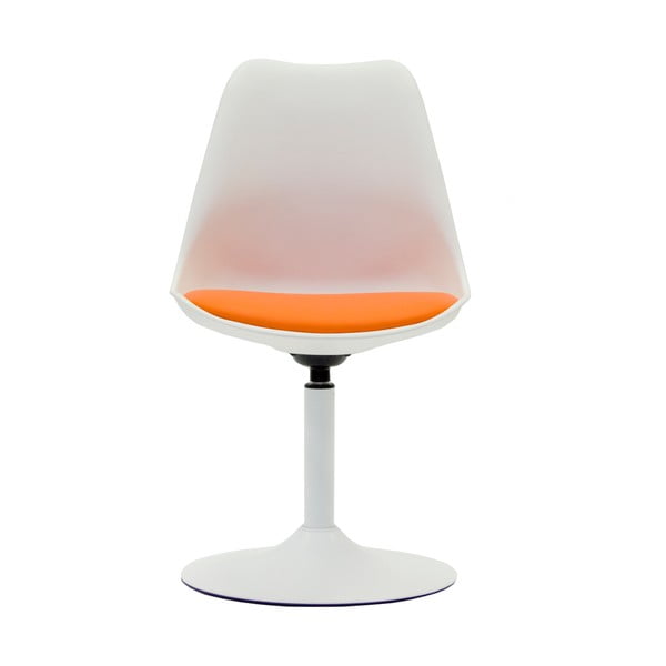 Bijela stolica za blagovanje s narančastim sjedalom Tenzo Viva