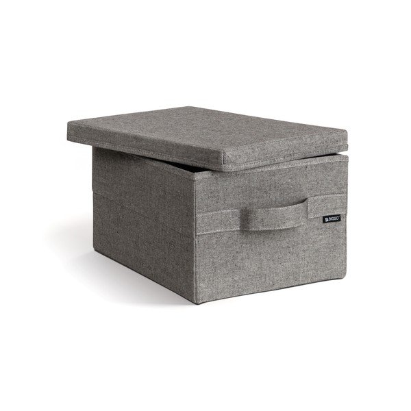 Siva tekstilna kutija za pohranu s poklopcem 27x36x19 cm Soft Storage Small – Bigso-image-2