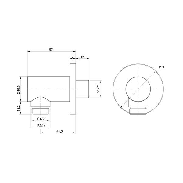 Mjedeni priključni dio za tuš u zlatnoj boji ø 6 cm – Sapho-image-1