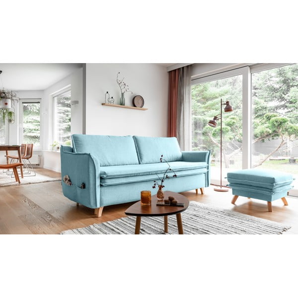 Svijetlo plava sklopiva sofa 225 cm Charming Charlie – Miuform-image-3