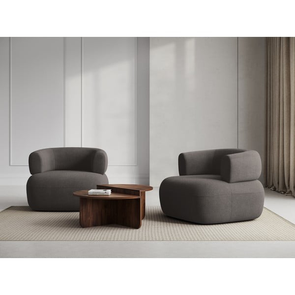 Siva fotelja od bouclé tkanine Jenny – Micadoni Home-image-1