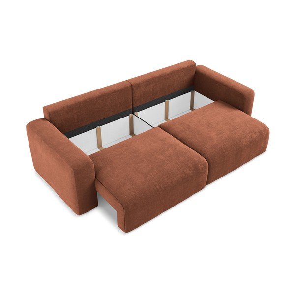 Sklopiva/s prostorom za odlaganje sofa od šenila boja terakote 252 cm Kona – Makamii-image-4
