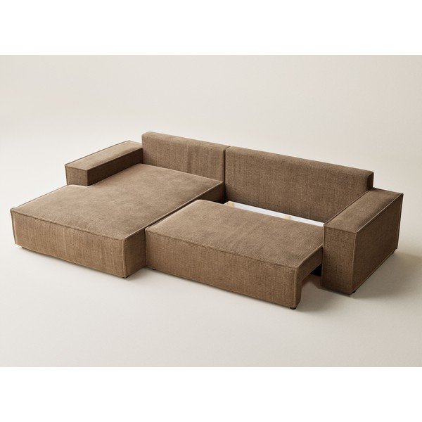 Svjetlo smeđa sklopiva/s prostorom za odlaganje kutna garnitura od šenila (s lijevim kutom/s ležaljkom) Maze – Maison de Rêve-image-3