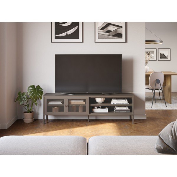 Siva metalna TV komoda 160x50x35 cm Fayna – Marckeric-image-1
