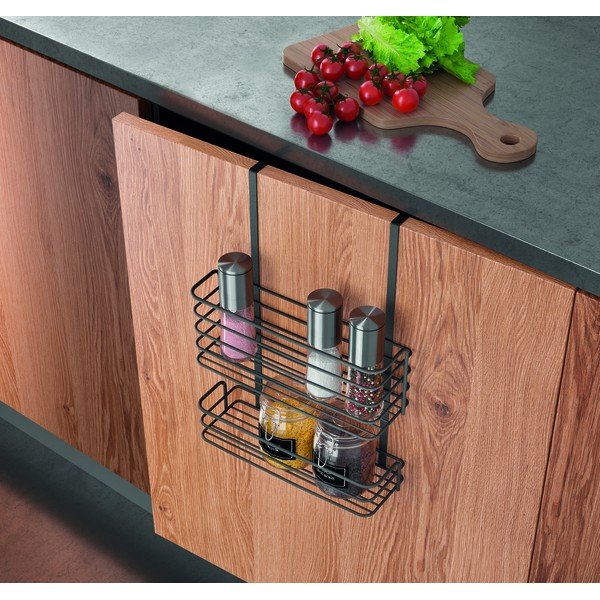 Crna metalna viseća kuhinjska polica Metaltex Galileo Lava Double-image-2
