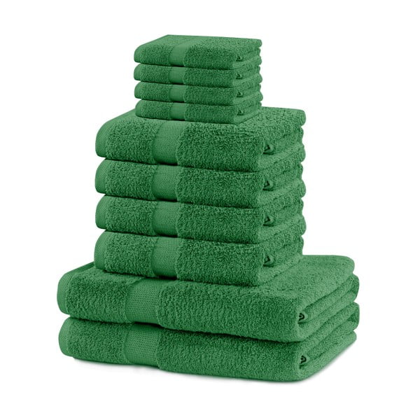 Tamno zeleni pamučni set ručnika 10 kom od frotira Marina – Restilo