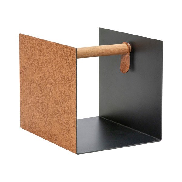 Crna/u prirodnoj boji dekorativna metalna/od eko kože kutija za pohranu 32x38x31 cm Bull – LIND DNA-image-4