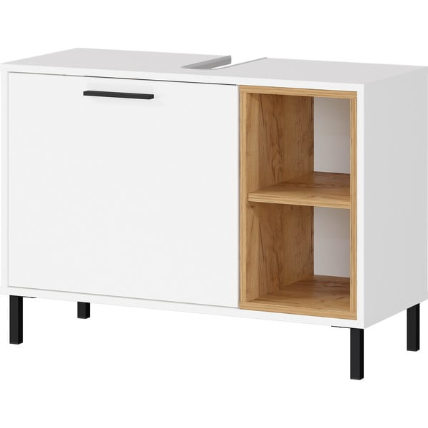 Bijeli niski ormarić za sudoper u dekoru hrasta 80x57 cm Loria - Germania-image-1