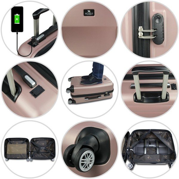 Putni kovčeg s kotačićima i USB priključkom u zlatnoj boji My Valice COLORS LASSO Cabin Suitcase-image-4