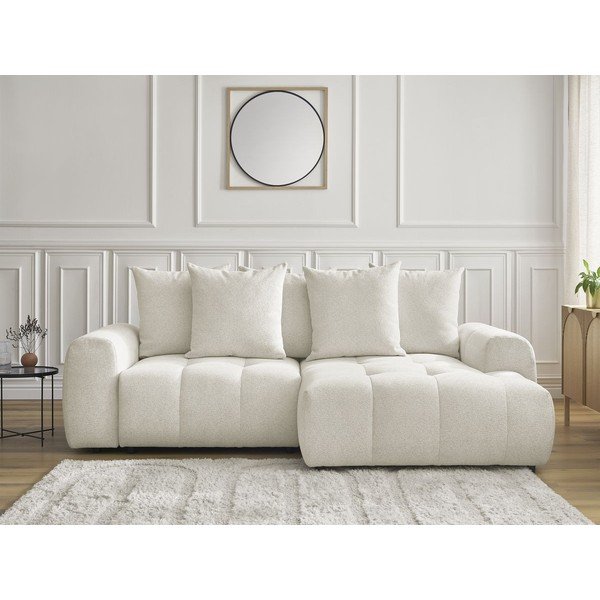 Bijela sklopiva/s prostorom za odlaganje kutna garnitura od šenila (s desnim kutom/s ležaljkom) Roxelane – Bobochic Paris-image-1