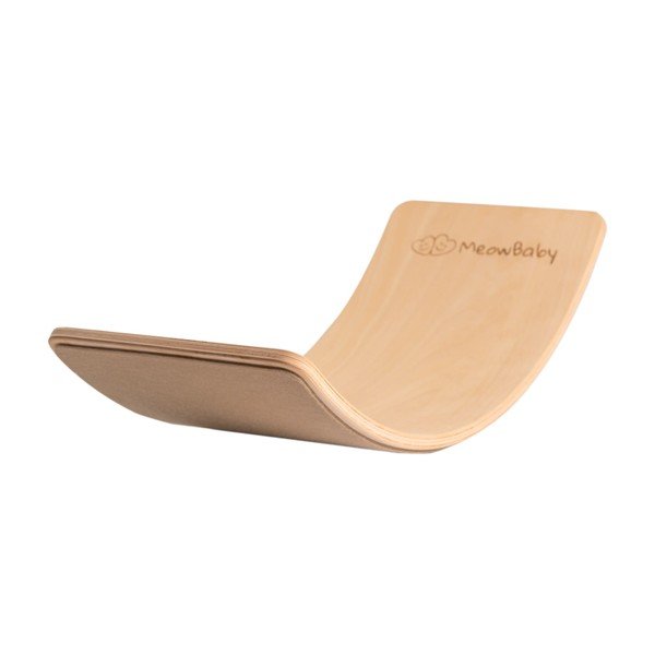 Bež/u prirodnoj boji daska za ravnotežu od masivnog bora 80x30x18 cm Montessori – Meowbaby
