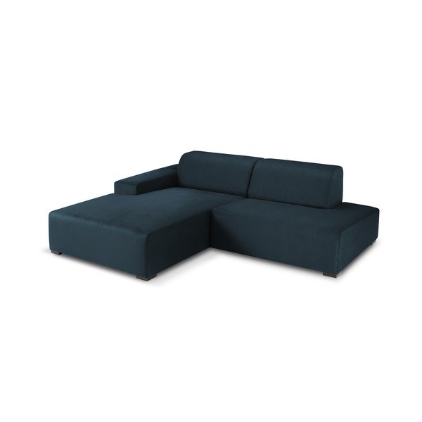 Tamnoplava baršunasta kutna sofa Cosmopolitan Design Hobart, lijevi kut-image-3