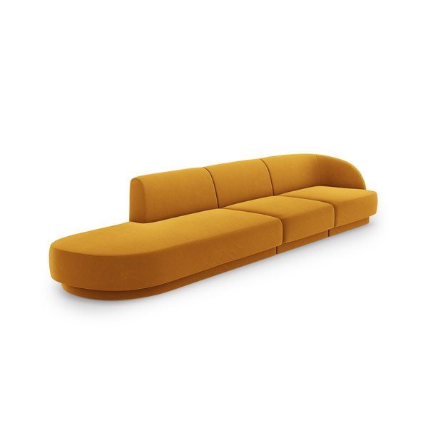 Senf žuta baršunasta sofa 302 cm Miley – Micadoni Home-image-3