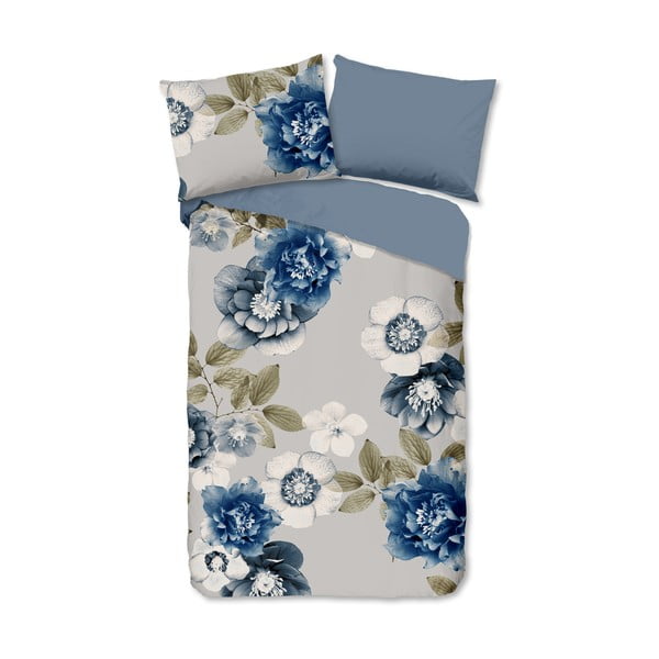 Plava/siva flanelska posteljina za krevet za jednu osobu 140x200 cm Gabin – Good Morning