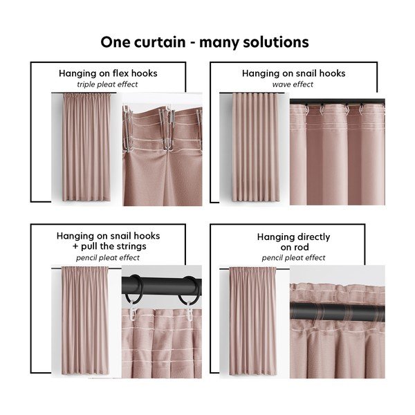 Svijetlo ružičasta zavjesa za djelomično zamračenje od samta 530x225 cm Velto – Filumi-image-3