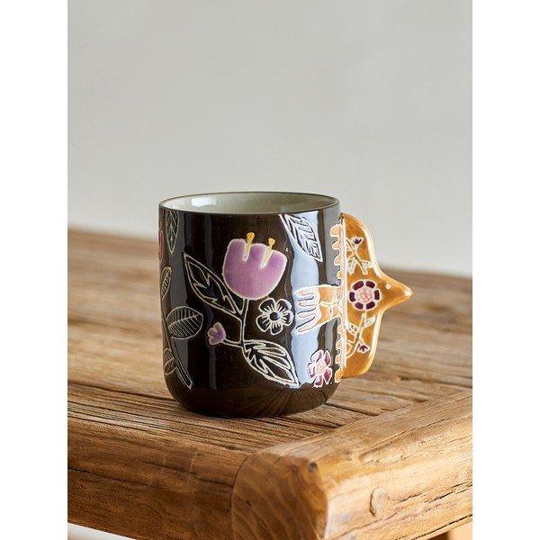 Tamno smeđe šalice u setu 4 kom za latte glinene 325 ml Vivielle – Bloomingville-image-1