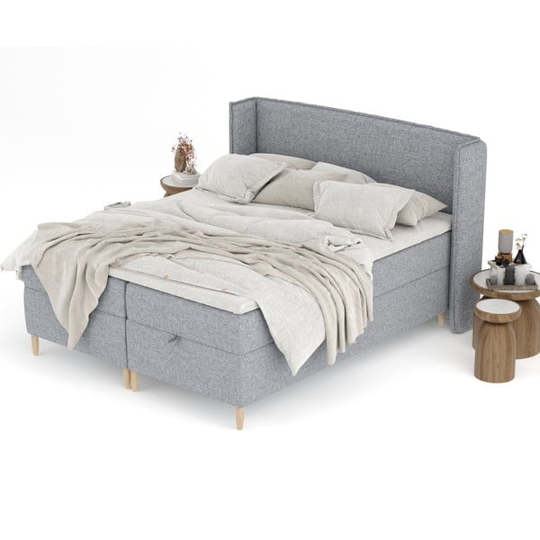 Sivi boxspring krevet s prostorom za pohranu 160x200 cm Monpelli – Maison de Rêve-image-4