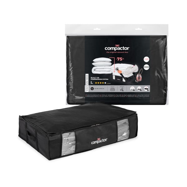 Crna kutija za odlaganje odjeće ispod kreveta Compactor XXL Black Edition 3D, 145 l