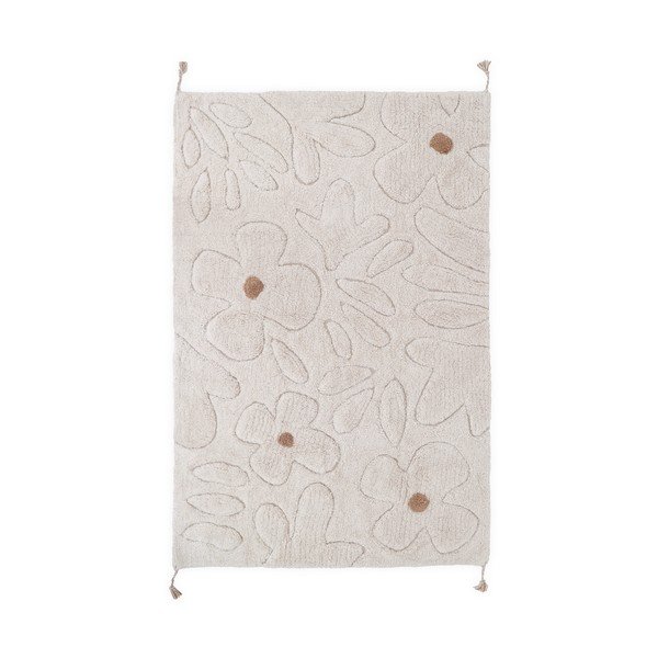 Krem periv/ručno rađen pamučan dječji tepih 120x180 cm Gentle Flora – Nattiot