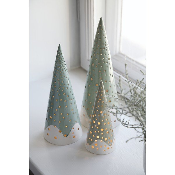 Tirkizni božićni svijećnjak od koštanog porculana Kähler Design Nobili, visina 25,5 cm-image-1