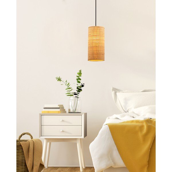 Bež viseća svjetiljka sa sjenilom od ratana ø 12 cm Fleri – Candellux Lighting-image-1