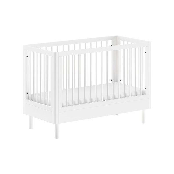 Bijeli dječji krevet od masivne bukve s podesivom visinom 60x120 cm Forrest – Vipack