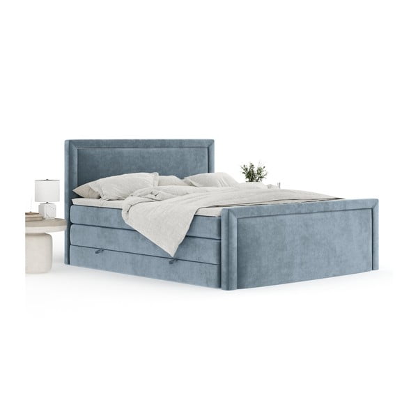 Plavi boxspring krevet s prostorom za odlaganje 160x200 cm Lavenda – Maison de Rêve-image-2