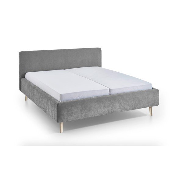 Sivi tapecirani bračni krevet s podnicom 160x200 cm Mattis – Meise Möbel