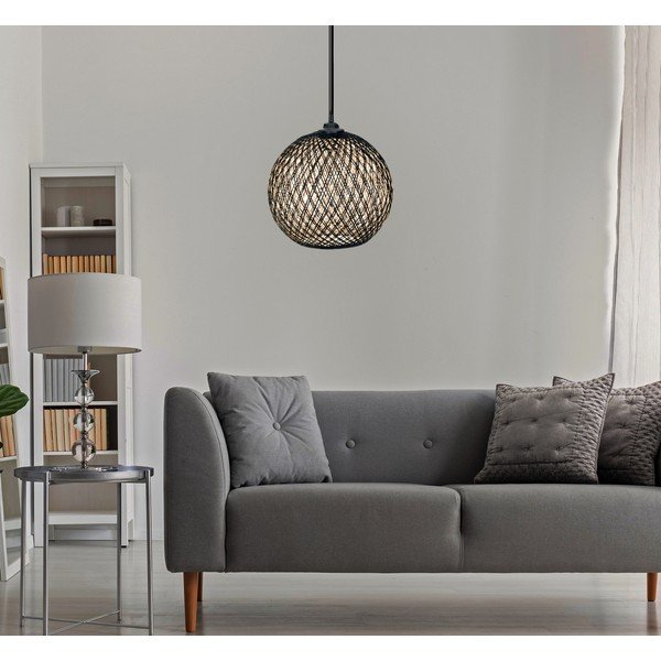 Crna/tamno smeđa viseća svjetiljka sa sjenilom od jute ø 24 cm – Opviq lights-image-2