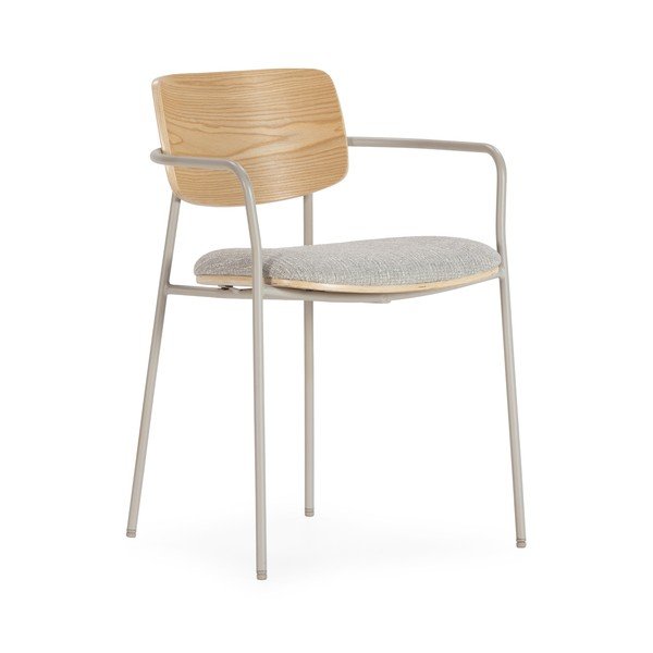 Svijetlo sive/u prirodnoj boji podstavljene blagovaonske stolice u setu s naslonima za ruke Nour – MOME