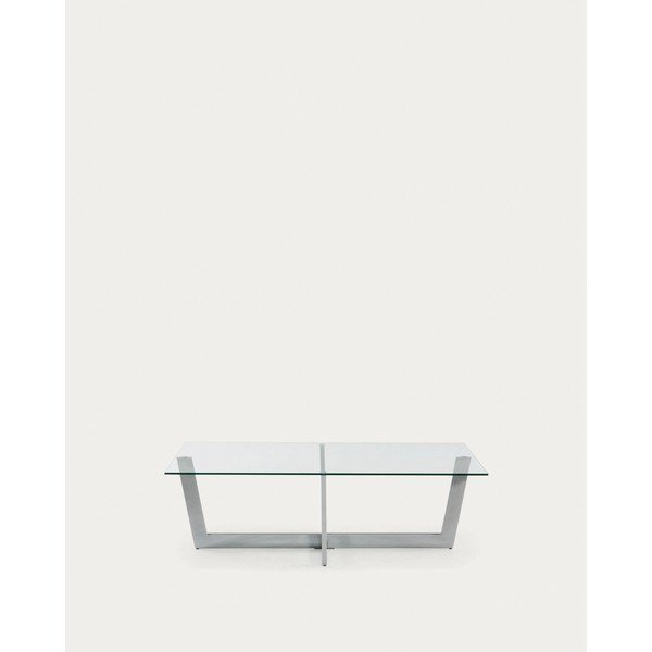 Stolić za kavu sa staklenom pločom stola u srebrnoj boji 70x120 cm Plam – Kave Home-image-1