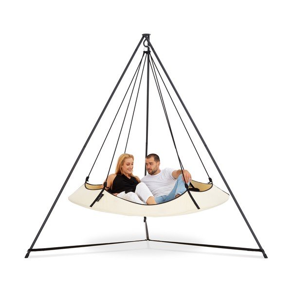 Krem vrtna ljuljačka sa postoljem - Hangout Pod-image-2